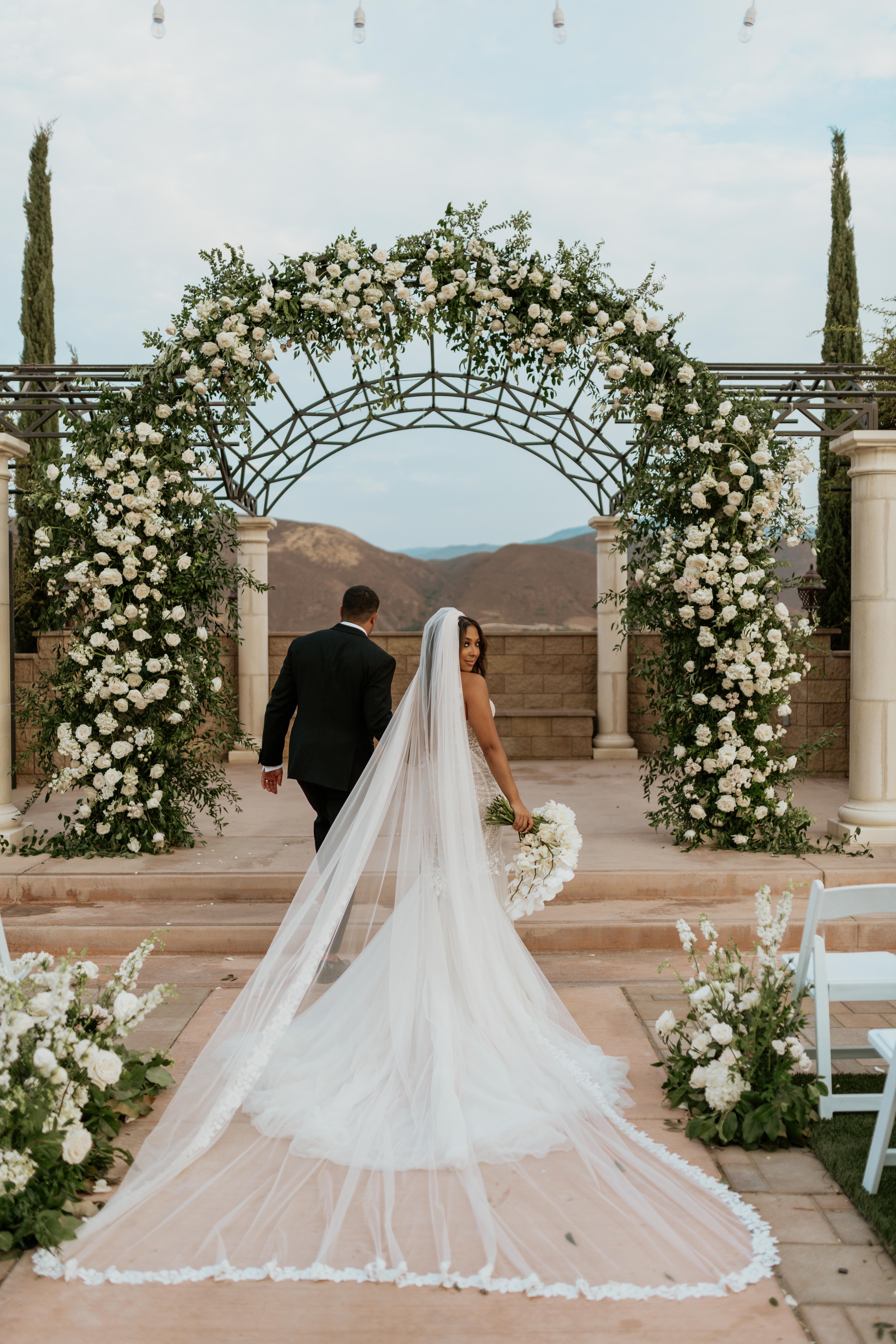couple walking down the aisle in temecula